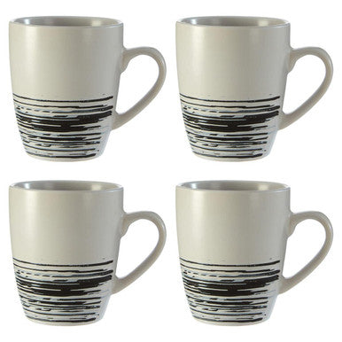 The Mug That Makes Every Brew Feel Special: Orsina Middag Stoneware Mugs – Set of 4 White and Bark Effect