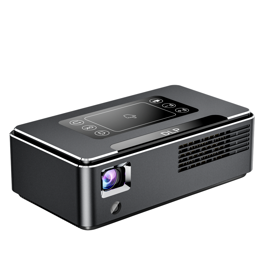 Pico Genie Impact 4.0 Plus 1080p Portable Projector – compact projector shown projecting a large clear image, demonstrating the 600 ANSI lumen brightness