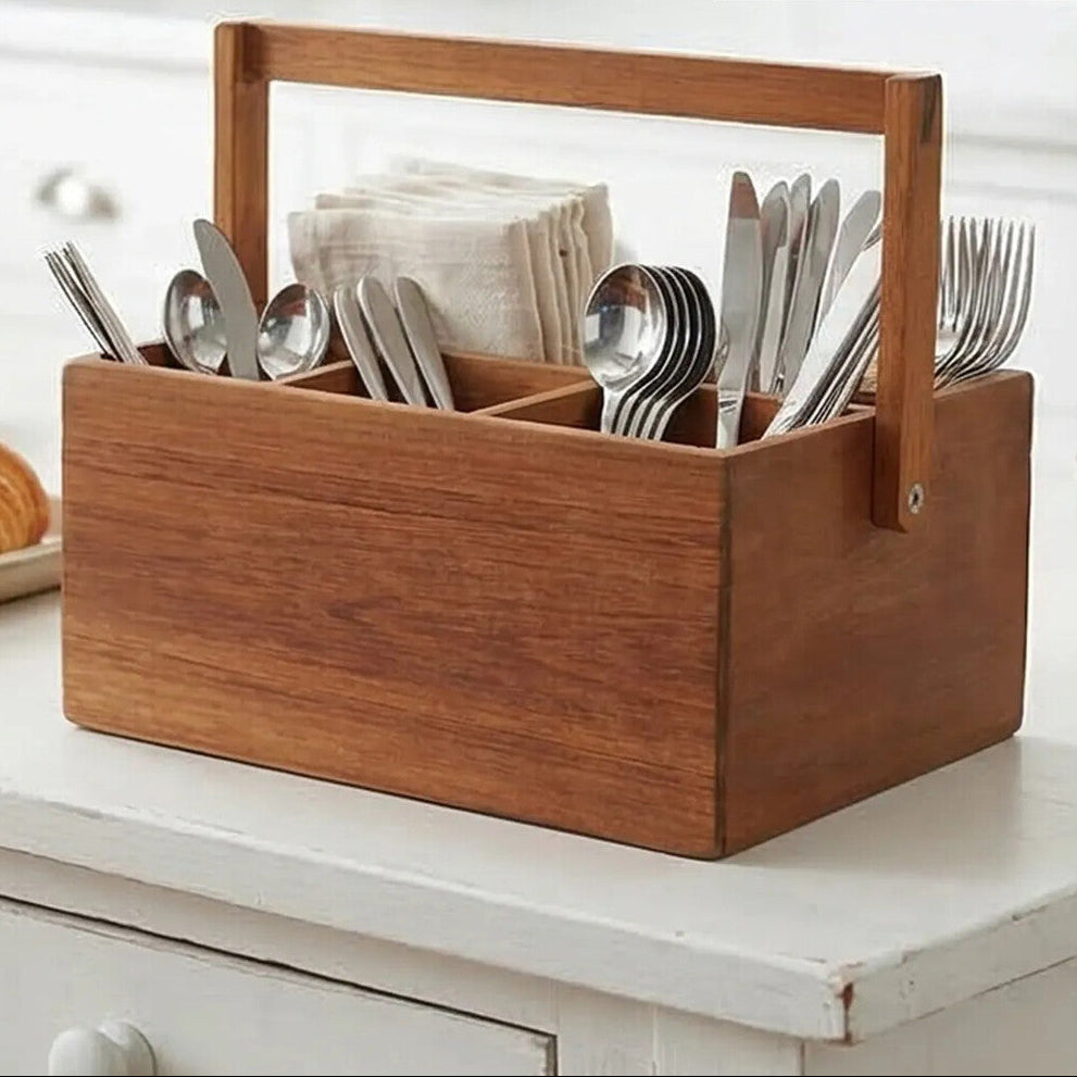 The Hosting Hero: Orsina Socorro Acacia Wood Cutlery Caddy