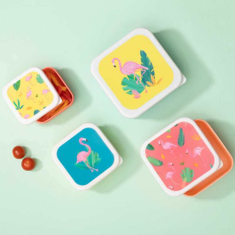 No More Mismatched Lids: The Orsina Mimo Flamingo Lunch Box Set of 4 at £9.95