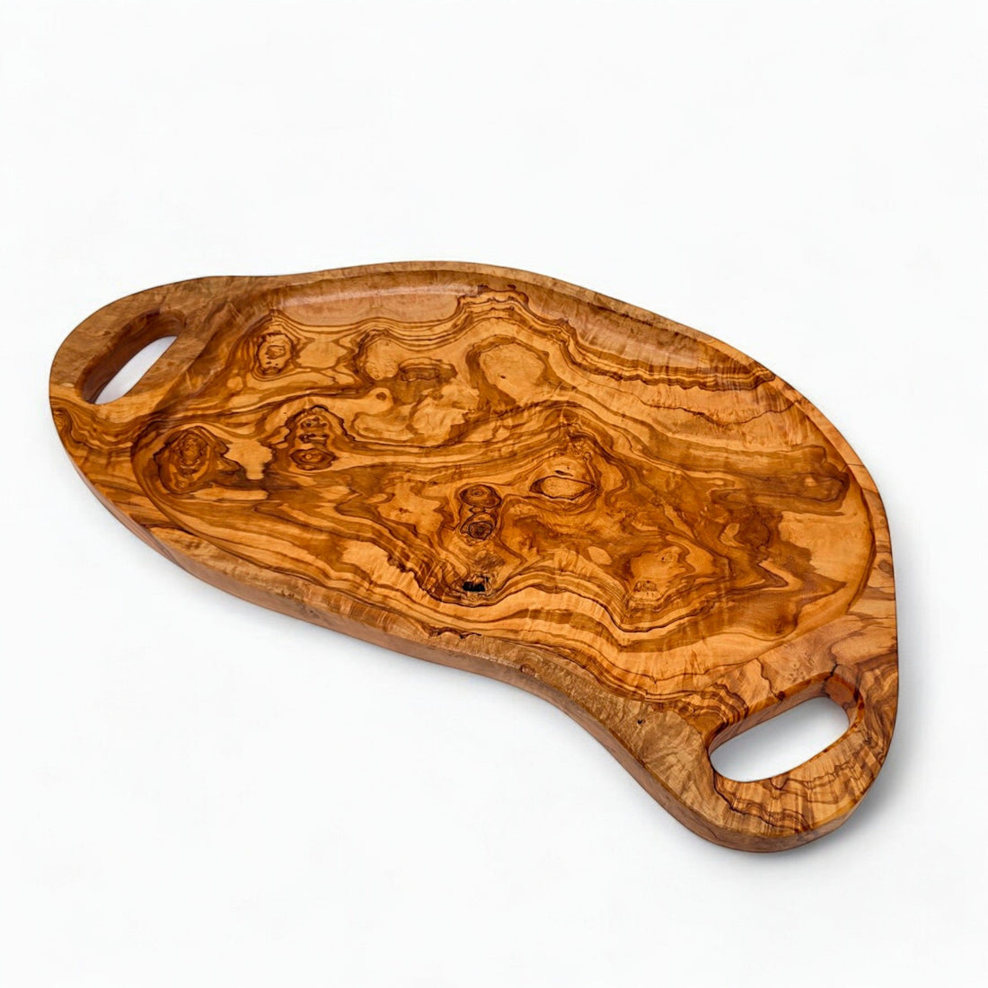 Olive Wood Irregular Shape Handcrafted Breakfast Serving Tray with handles — one of three olive wood kitchen essentials compared in this guide from ALTOE