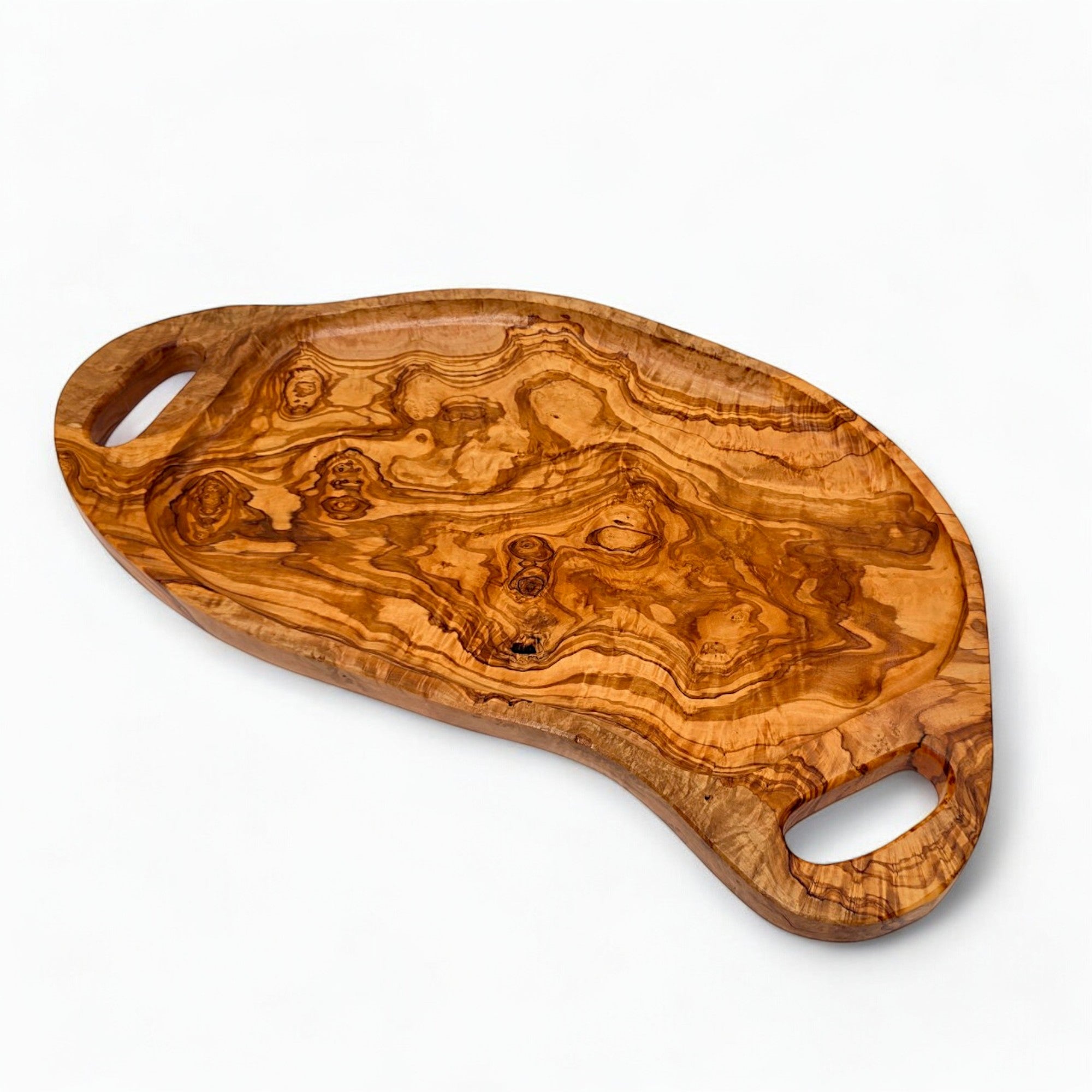 Olive Wood Irregular Shape Handcrafted Breakfast Serving Tray with handles — one of three olive wood kitchen essentials compared in this guide from ALTOE