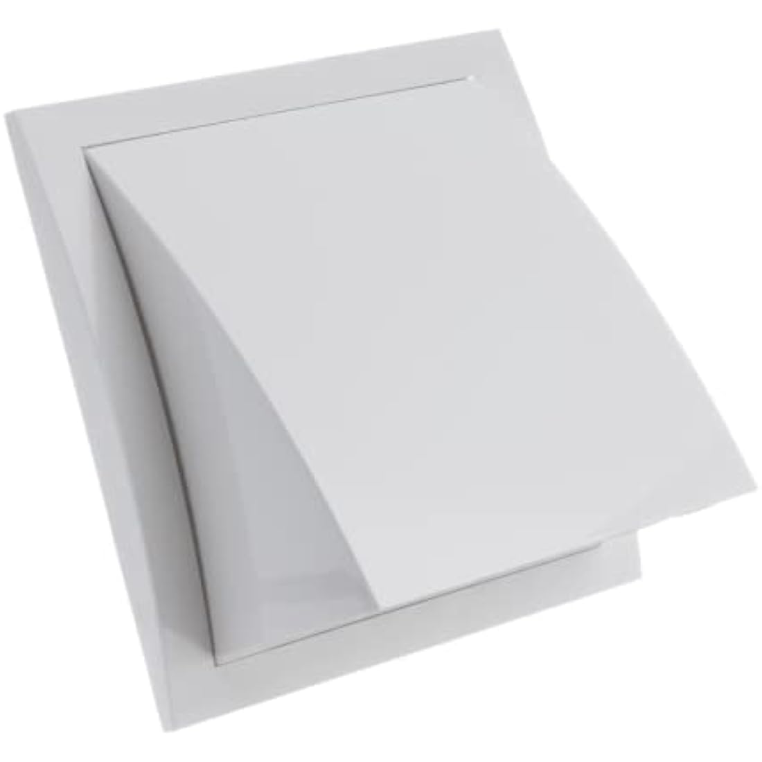 150mm cowled duct cover with gravity flap white ABS – external air vent cover with rain and wind protection