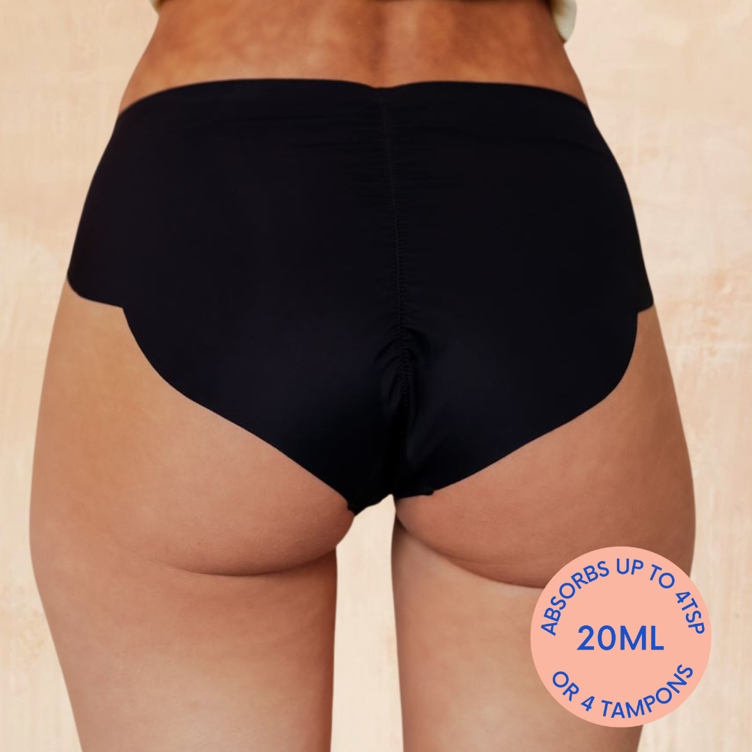 The Carla Black Heavy Leakproof Knicker — one of three women's knickers compared in this guide from ALTOE, created in collaboration with The Endometriosis Foundation