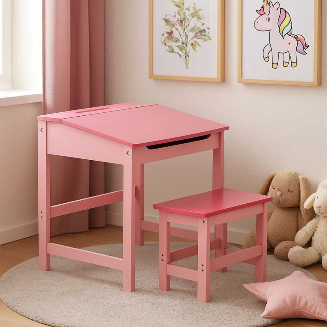 Give Them Their Own Space: Orsina Jordan Children's Pink Desk & Stool Set at £47.95