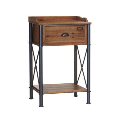 The Side Table That Hides Your Clutter in Style – Orsina Foundry Industrial 1-Drawer Wood & Metal Side Table for £199.95