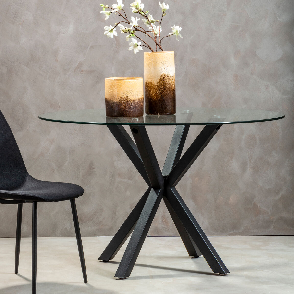 Orsina Salford Round Glass Dining Table – The Statement Centrepiece That Makes Every Meal an Occasion