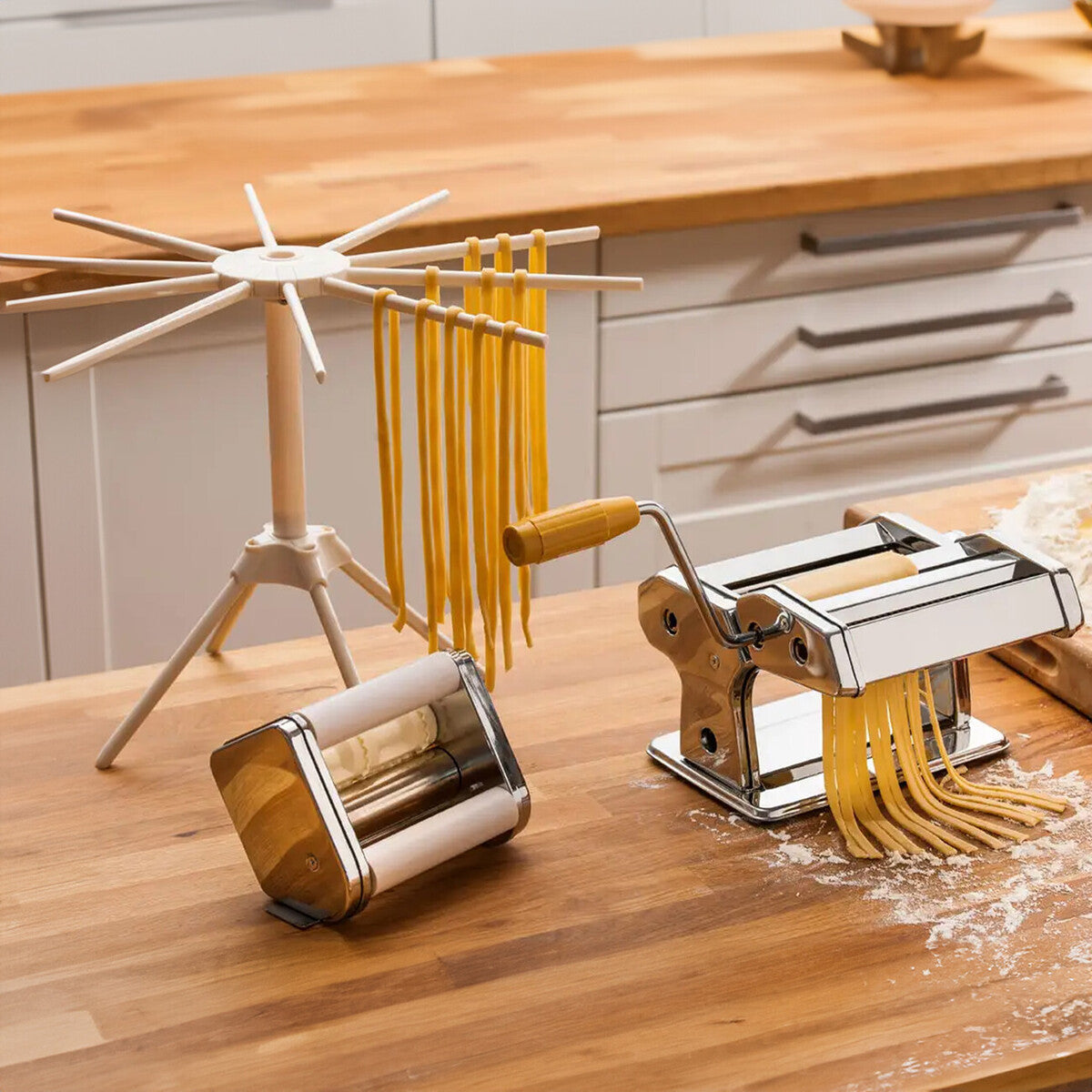Fresh Pasta at Home: The Orsina Chrome Multi Pasta Maker and Dryer Set with Ravioli Attachment
