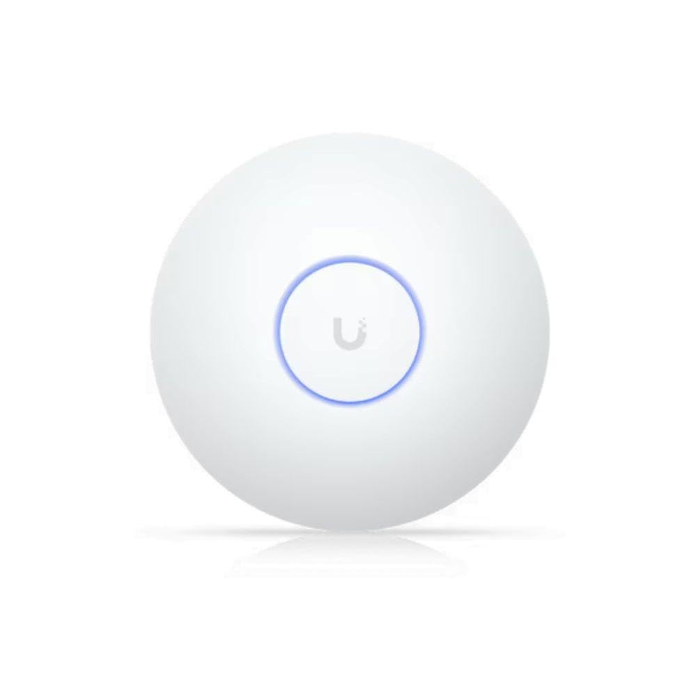 Ubiquiti U7-LR WiFi 7 Long-Range Access Point – 7300 Mbps PoE – showing circular white ceiling-mount design with LED ring indicator