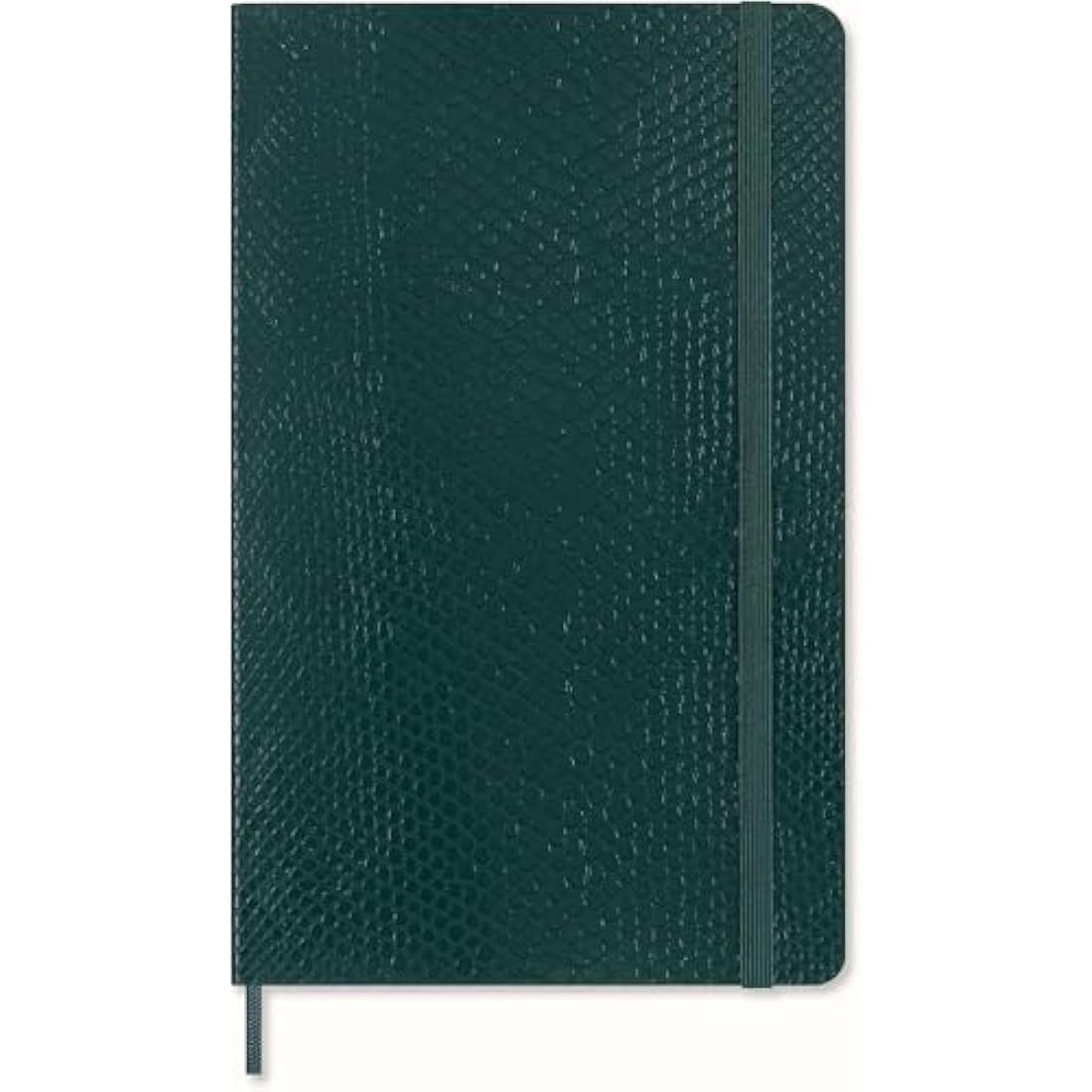 Moleskine Vegan Python-Effect Notebook in green large format 13x21cm shown closed with elastic closure