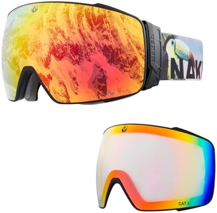 NAKED Optics Storm Tucan Ski and Snowboard Goggles with extra bad-weather lens – anti-fog performance optics for men and women