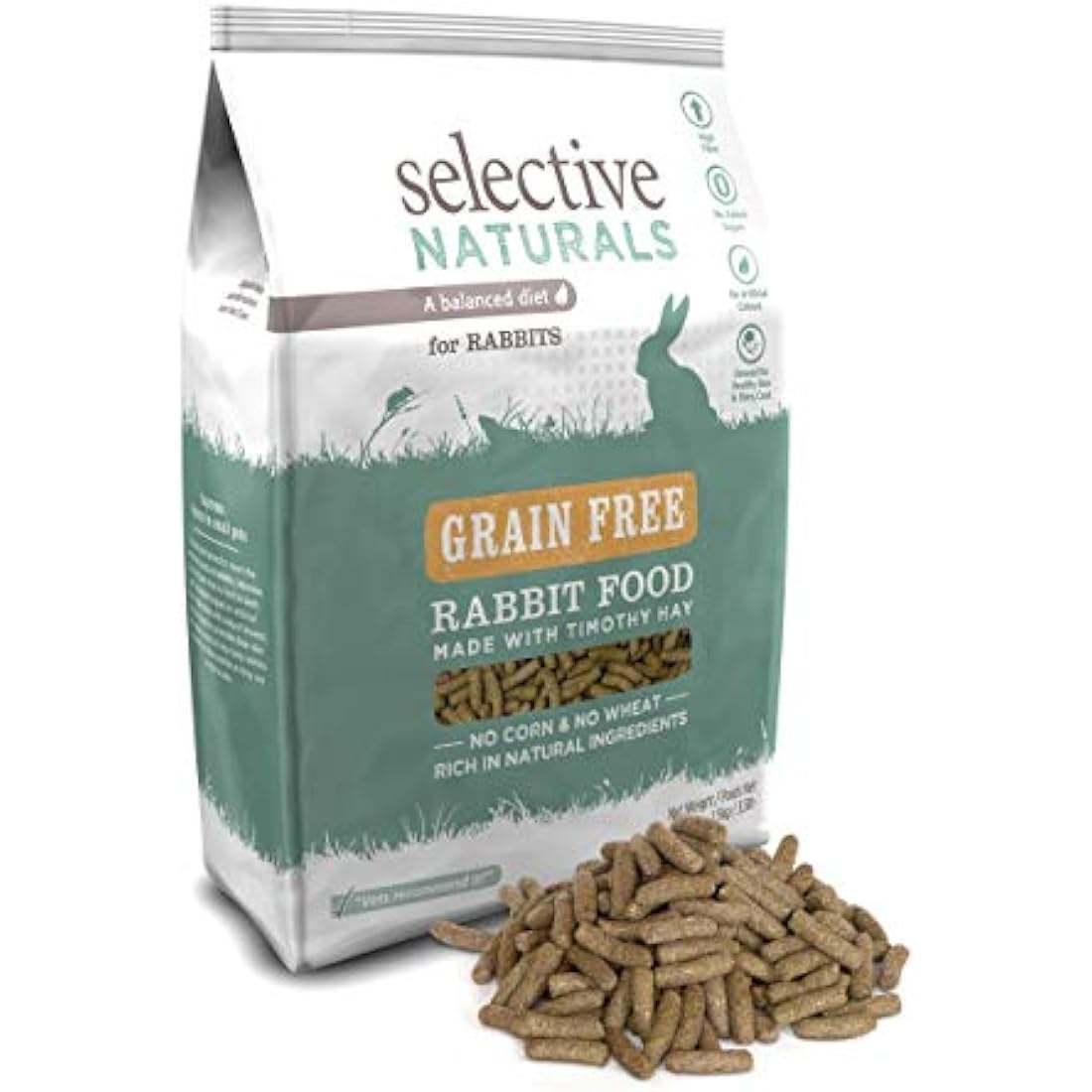 Supreme Selective Naturals Grain Free Rabbit Food 1.5kg bag — the premium grain-free rabbit feed that transformed the coat condition and energy levels of Marcus Delacroix's rabbit Monty