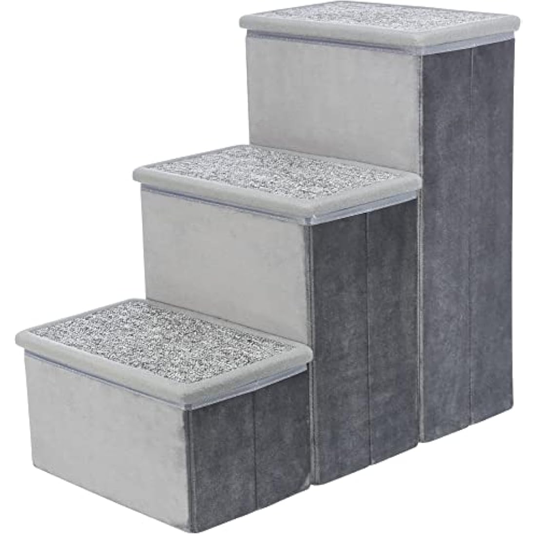 Trixie Foldable 3-Step Pet Stairs with storage compartments in velour – collapsible dog and cat steps for sofa and bed access
