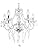 5-Light Chrome Chandelier with clear acrylic pendant arms shown lit in a modern interior setting