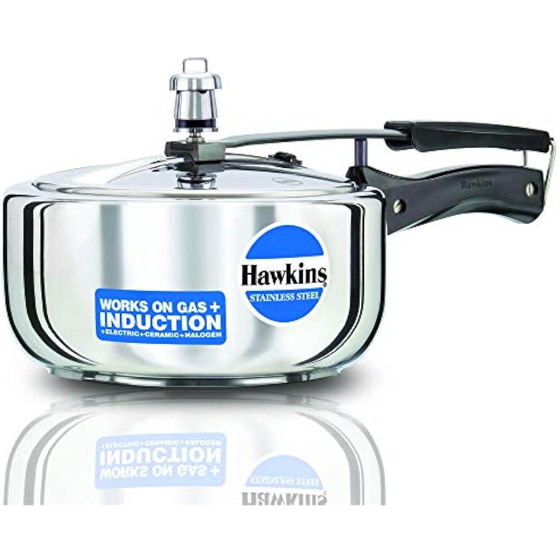 Hawkins B60 stainless steel pressure cooker 3 litre silver with pressure-locked safety lid and thick flat base