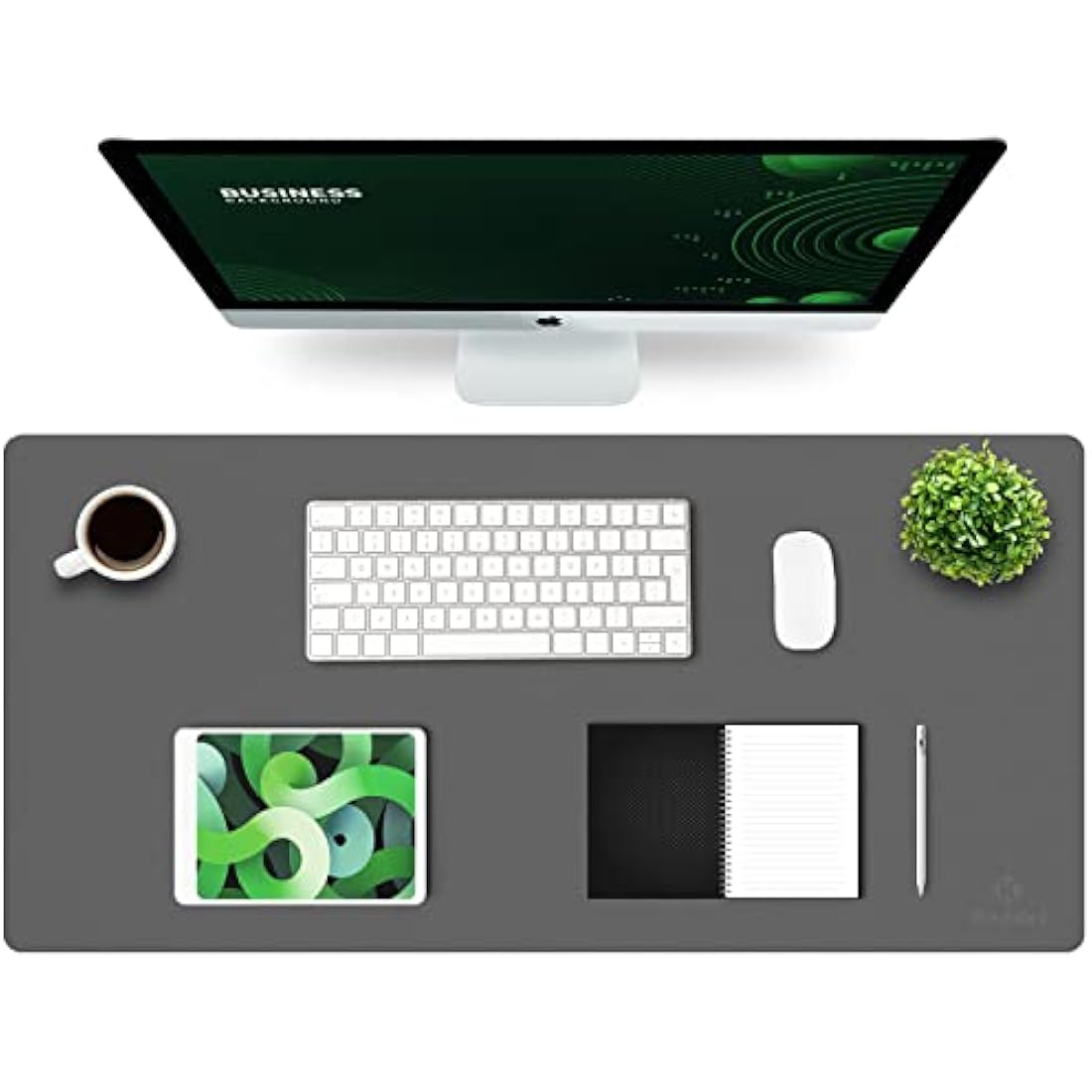 K KNODEL leather desk mat 90x43cm dark gray dual-sided PVC leather mouse pad keyboard pad desktop protector