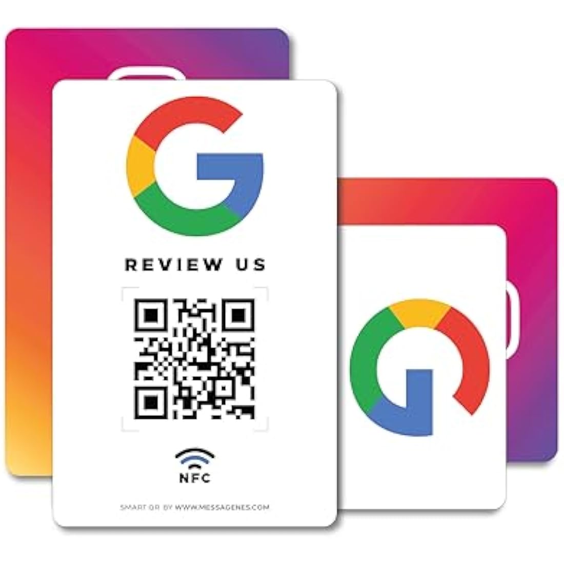 Messagenes NFC and QR Code Google Review and Instagram Card 2-pack – contactless review collection for businesses