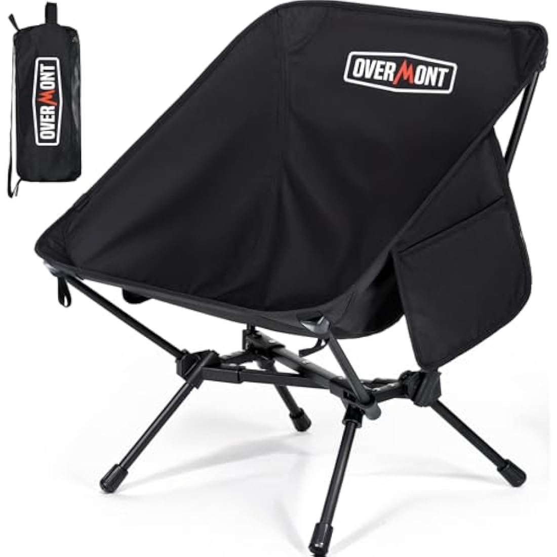 Overmont ultralight folding camping chair 150kg capacity – 600D oxford cloth, aluminium, cup holder, phone pocket, carry bag