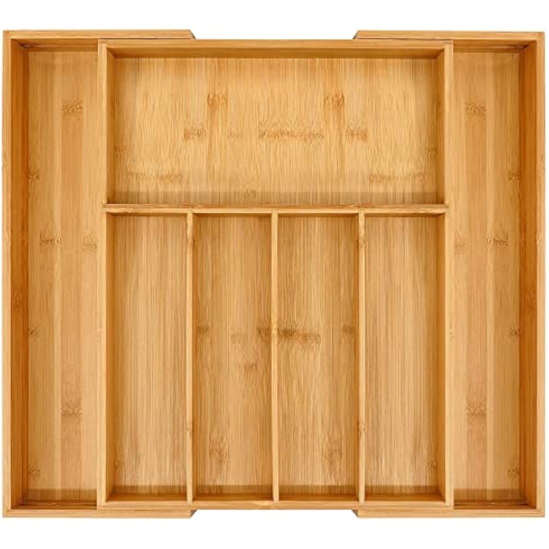 VaeFae Expandable Bamboo Cutlery Drawer Organiser 5-7 slot kitchen tray – wooden drawer divider for flatware and kitchen utensils