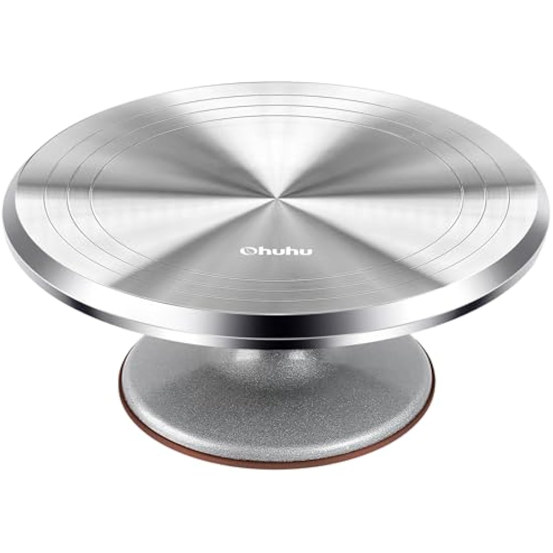 Ohuhu 12 inch aluminium cake turntable stainless steel bearing 360 two-way rotation anti-slip rubber base