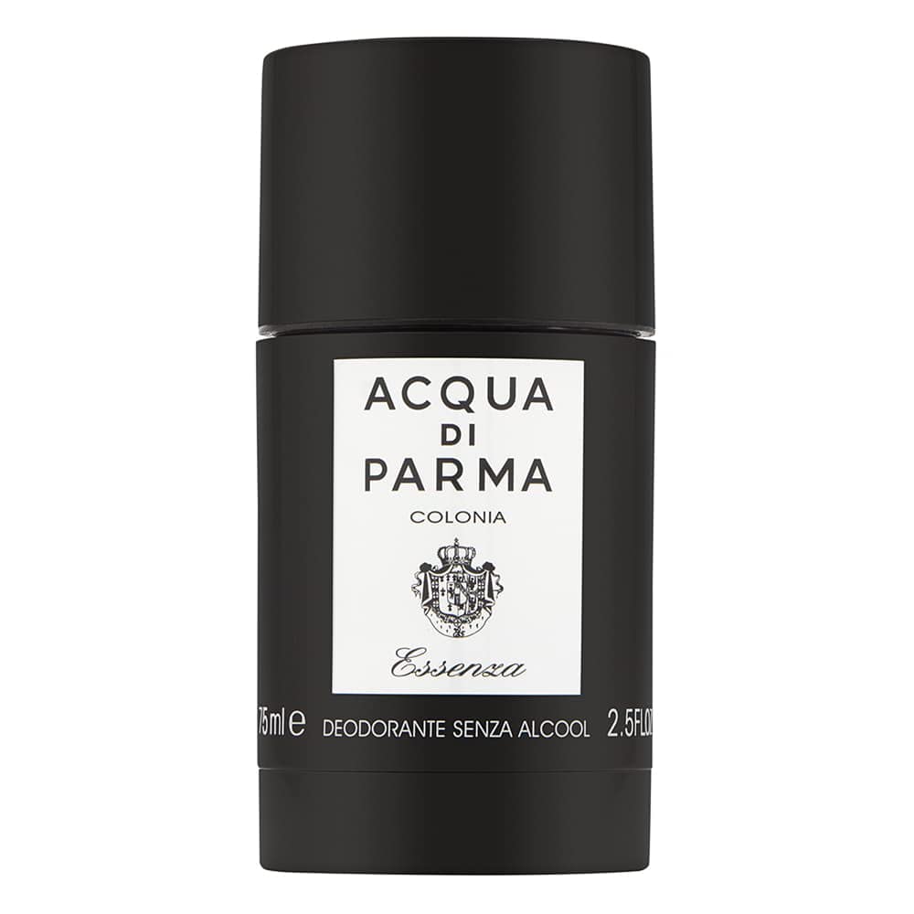 Acqua di Parma Colonia Essenza Deodorant Stick 75g in the iconic yellow and gold packaging showing the luxury Italian grooming product for men