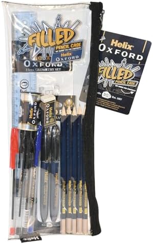 Helix Oxford Large Filled Pencil Case 13.5 inch — pre-filled stationery set with premium quality Helix Oxford school essentials in a spacious durable pencil case