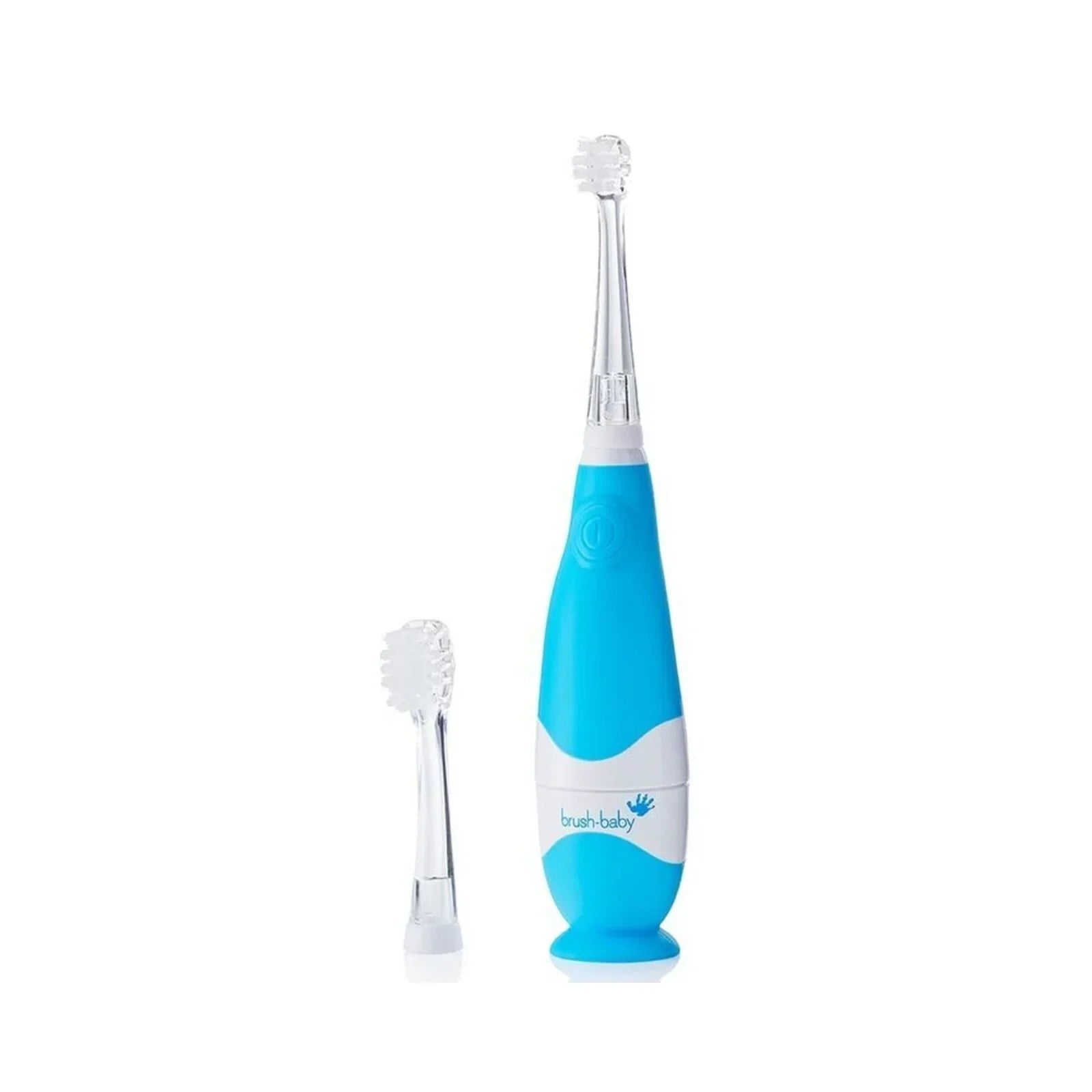 brush-baby BabySonic Electric Toothbrush for 0 to 3 years in blue — one of four children's oral care products compared at ALTOE for healthy brushing habits from the first milk tooth