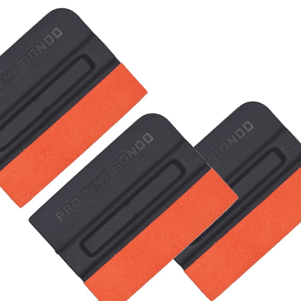 Ewrap Magnetic Vinyl Wrap Squeegee 3-Pack in black — 3.9 x 2.8 inch suede felt edge scrapers with built-in magnets for car wrapping, window tinting and paint protection film