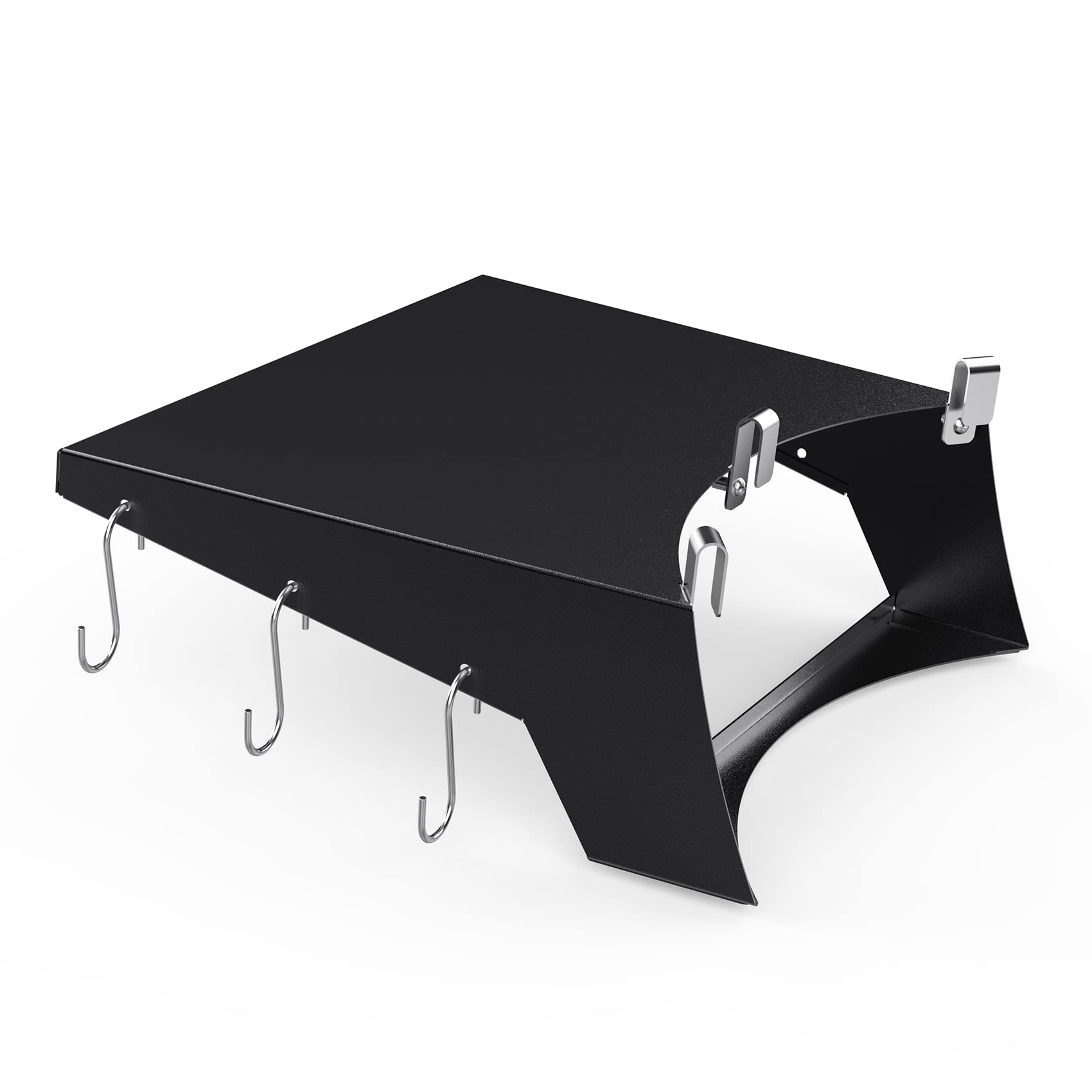 Onlyfire BBQ side table steel shelf for 57cm Weber Master Touch kettle grill with 4 stainless steel tool hooks