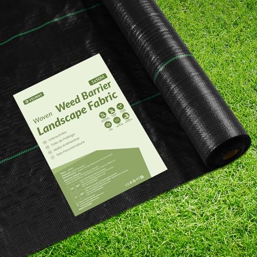 Velway heavy duty weed control membrane 1x50m landscape fabric for flower beds artificial grass patios paths driveways