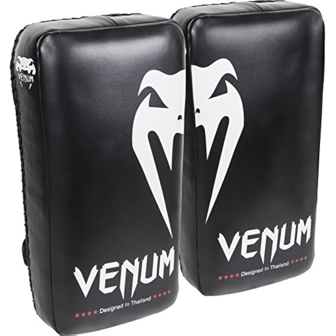 Venum Giant Kick Pads Skintex leather Muay Thai sparring gear – multi-density foam, ultra-resistant laces, black, unisex