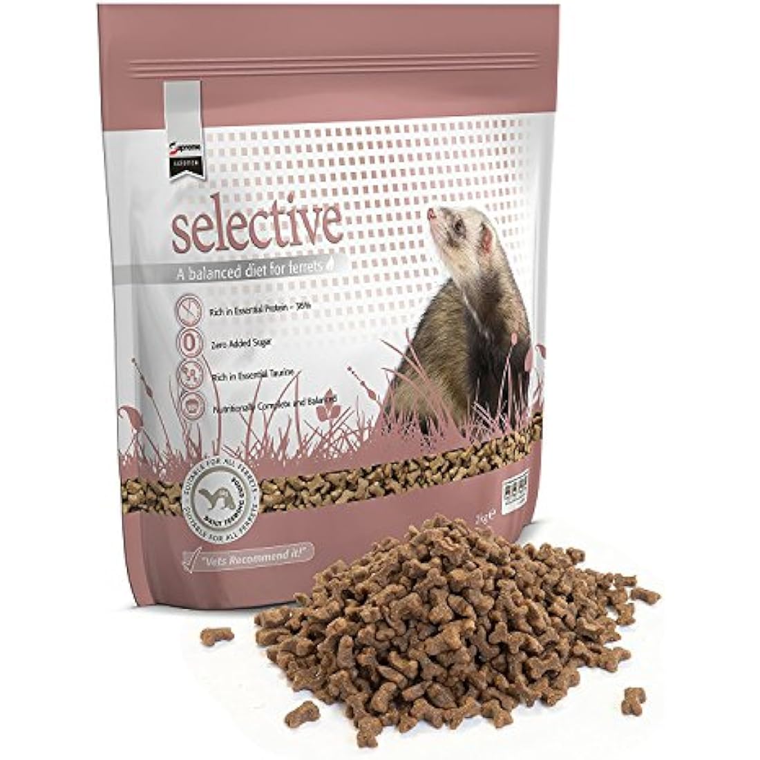 Supreme Science Selective Ferret Food High Protein Chicken and Turkey 2kg — complete balanced ferret diet with 36% protein, linseed and taurine for coat health and reduced odour