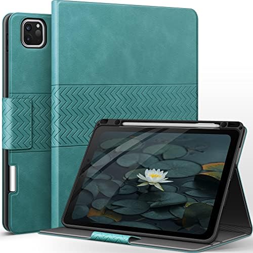 AUAUA iPad Pro 12.9 vegan leather case green pencil holder auto sleep wake 6th 5th 4th 3rd gen TPU