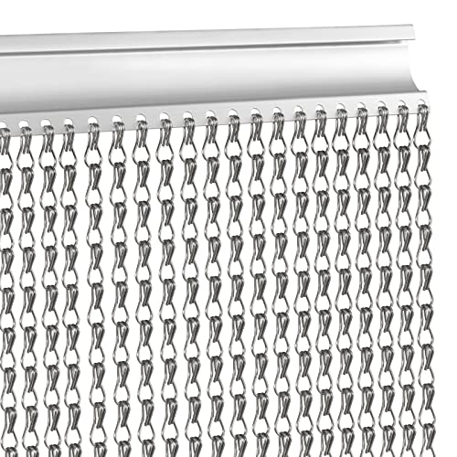 VerRich dark grey aluminium chain door fly screen 80x200cm metal insect curtain tangle-free weighted chains