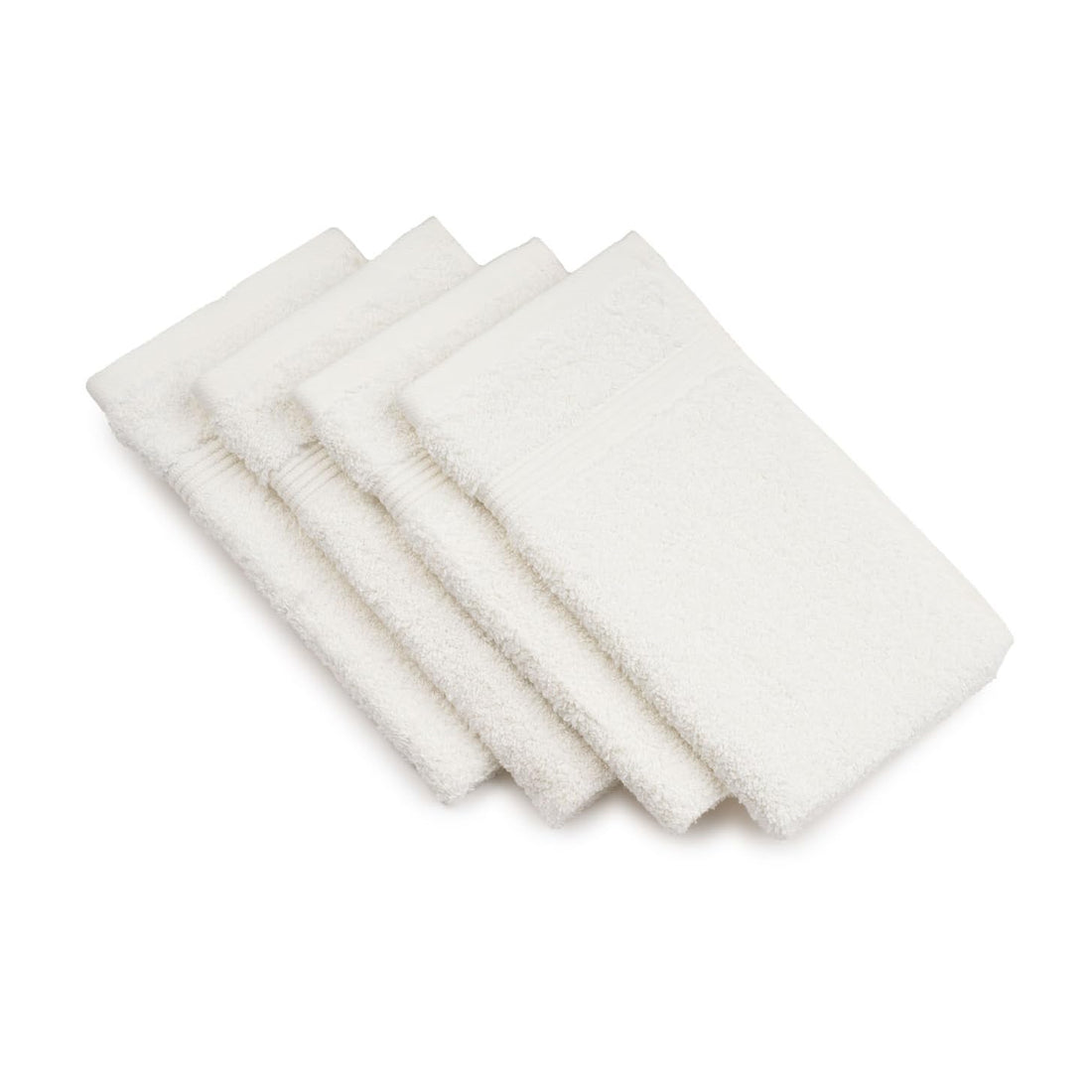 Gözze New York Guest Towels Set of 4 in Nature colourway showing the luxuriously soft 100% cotton 550gsm terry construction and the 30x50cm dimensions folded neatly