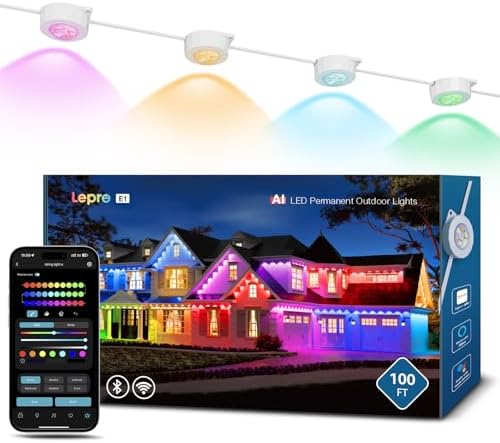 Lepro E1 Permanent Outdoor Lights 30m smart AI RGBW eaves lighting with 16 million colours, IP65 waterproof and Alexa compatibility