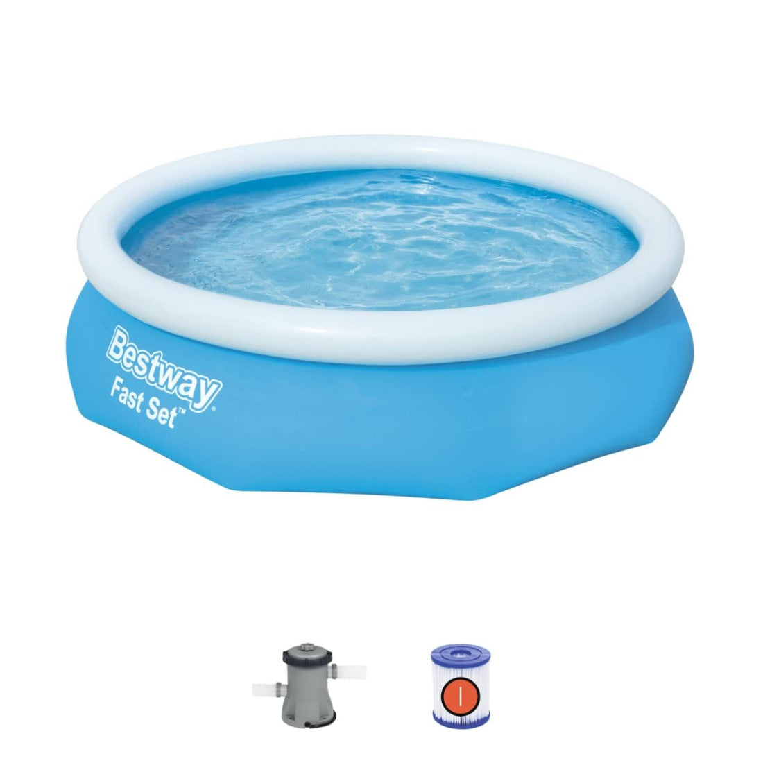 Bestway 10ft Fast Set inflatable pool 3800L filter pump above ground family garden kids adults