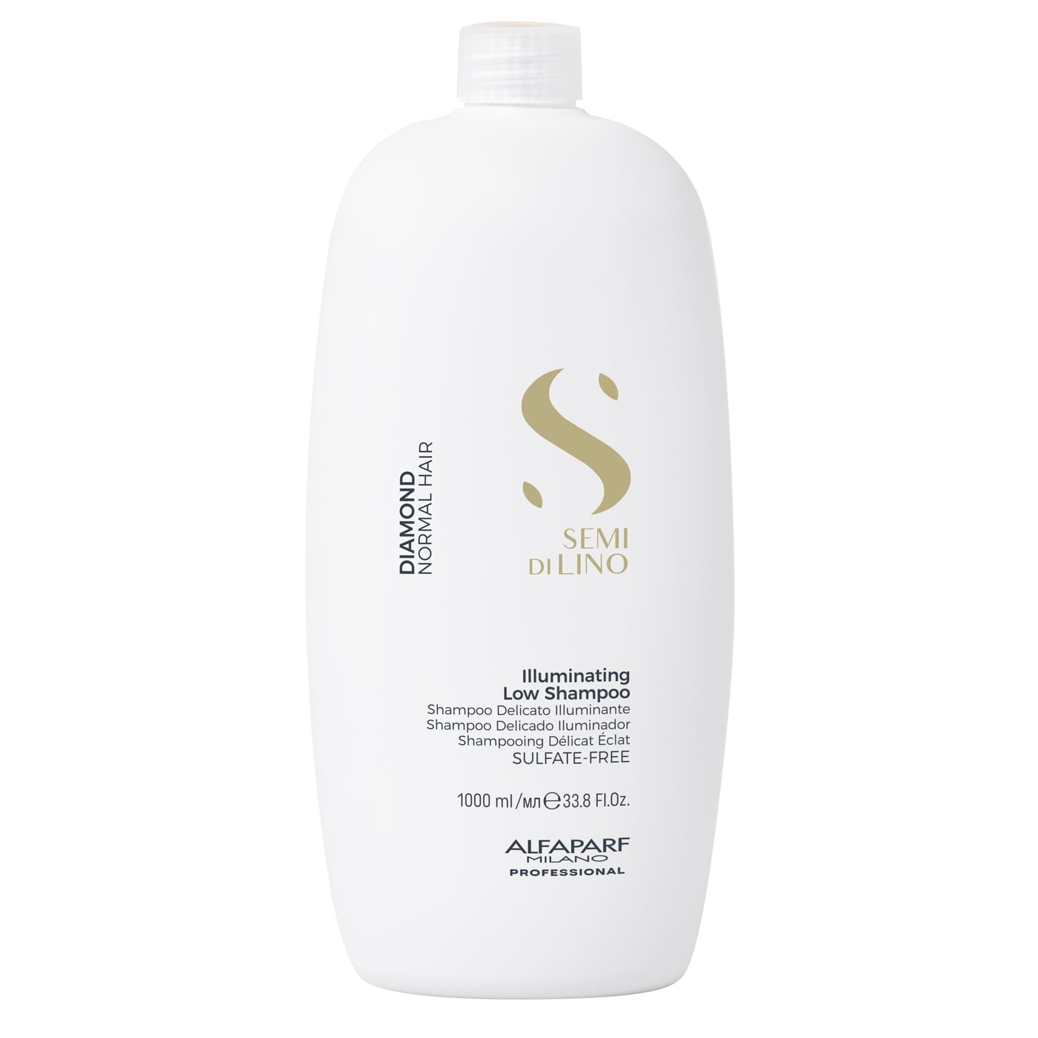 Alfaparf Milano Semi di Lino Diamond Illuminating Shampoo 1000ml – large professional-size bottle with gold and white label design