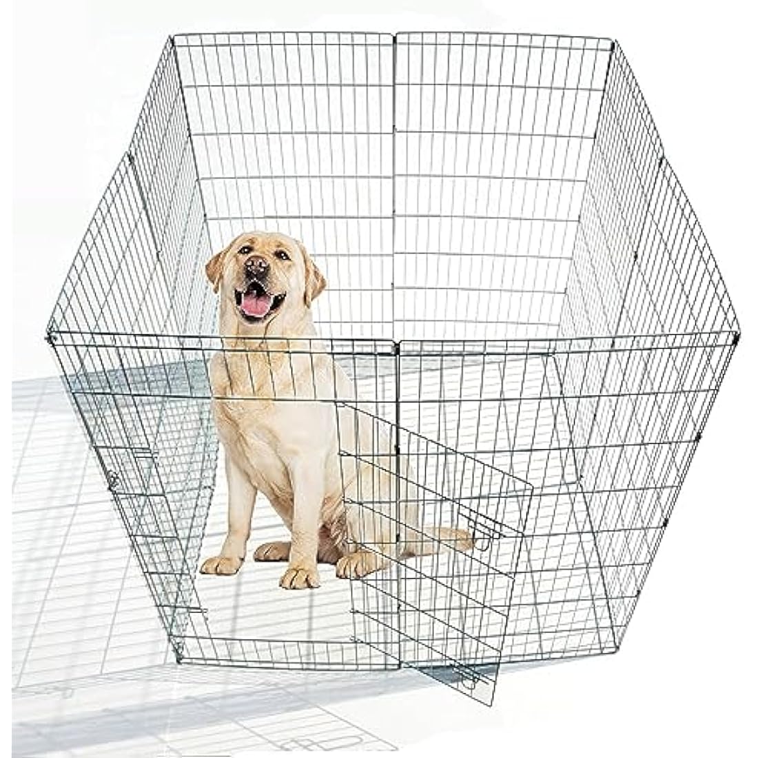 Ellie-Bo Foldable Puppy Play Pen 61cm Portable Steel Pet Enclosure – 8-piece concertina design galvanised steel puppy pen with hinged door and bolt action locks for indoor and outdoor use, suitable for puppies rabbits cats and guinea pigs
