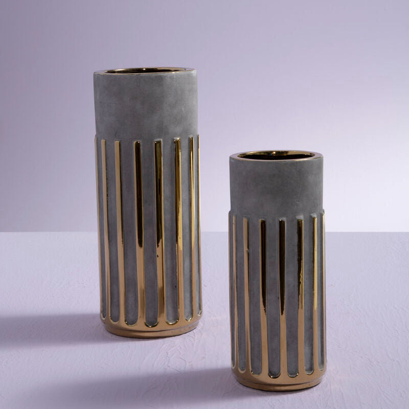 Small Vase, Big Impact: The Orsina Harlie Small Grey and Gold Ceramic Vase