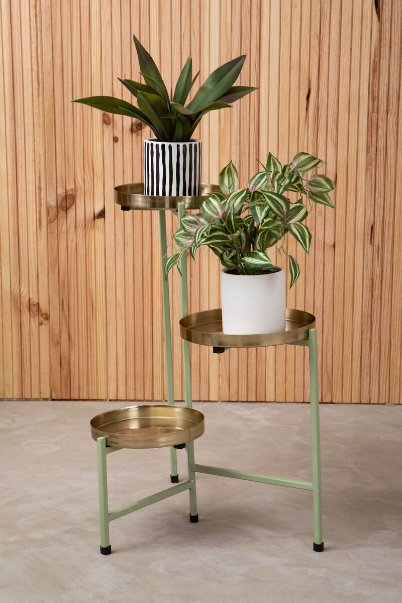 Elevate Your Indoor Garden: The Orsina Sabia 3-Tiered Plant Stand in Green & Gold for Just £174.95