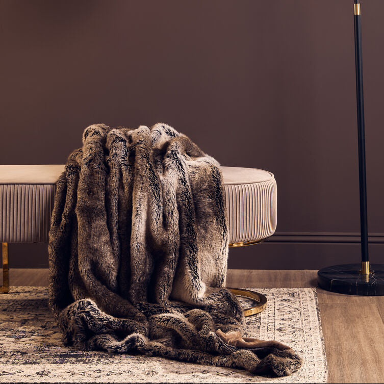 Wrap Up in Luxury: The Orsina Bosie Lamina Mocha Ombre Faux Fur Throw