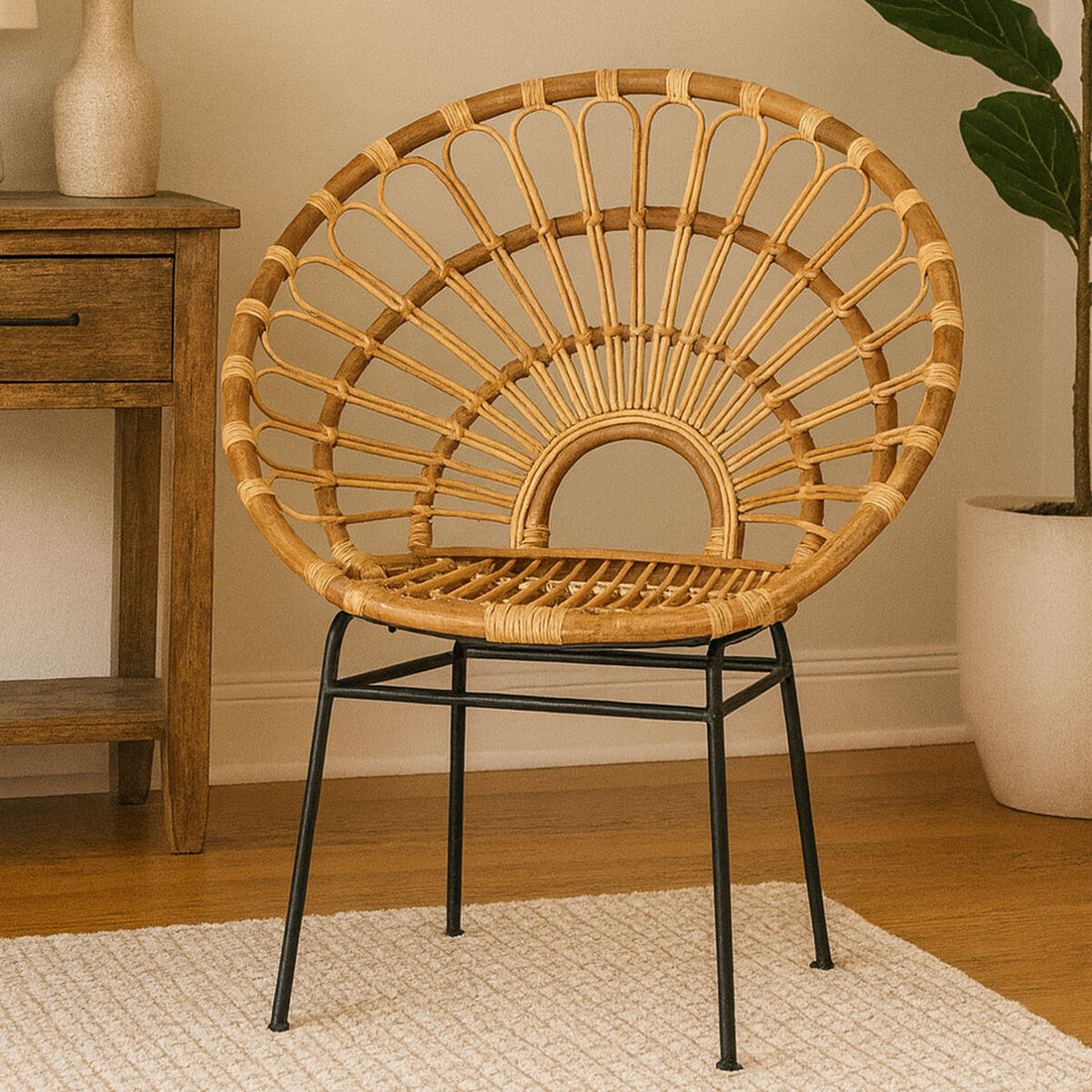 The Chair Inspired by the Sun – Orsina Java Natural Rattan Sunflower Accent Chair for £128.95