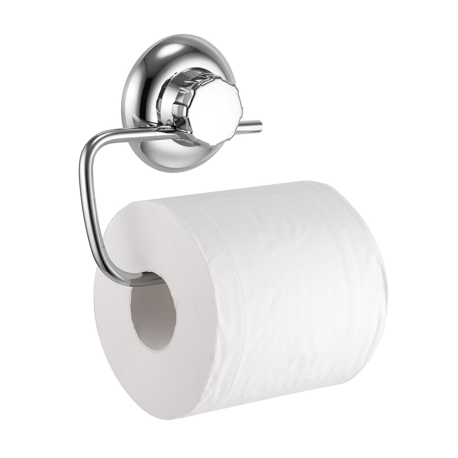 MaxHold suction cup toilet paper holder stainless steel no drilling 30lb vacuum system bathroom kitchen rustproof