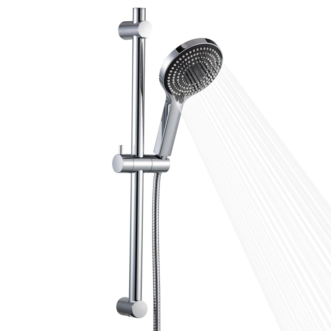 OFFO high pressure shower head set with 60cm adjustable slide bar in chrome – 6 spray modes and 1.5m stainless steel hose