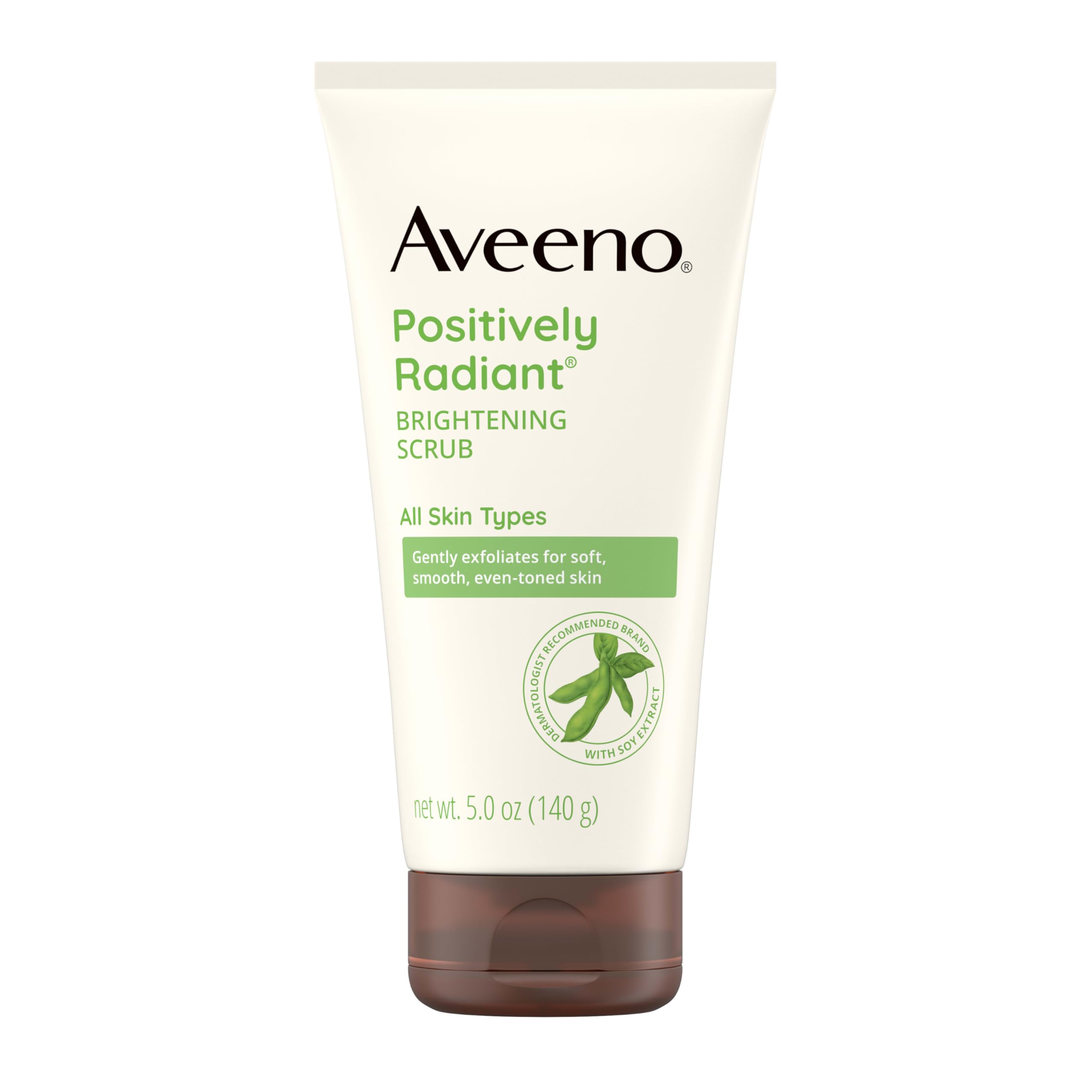 Aveeno Skin Brightening Daily Scrub 5oz with soy extract – soap-free, oil-free, hypoallergenic daily exfoliant for sensitive skin