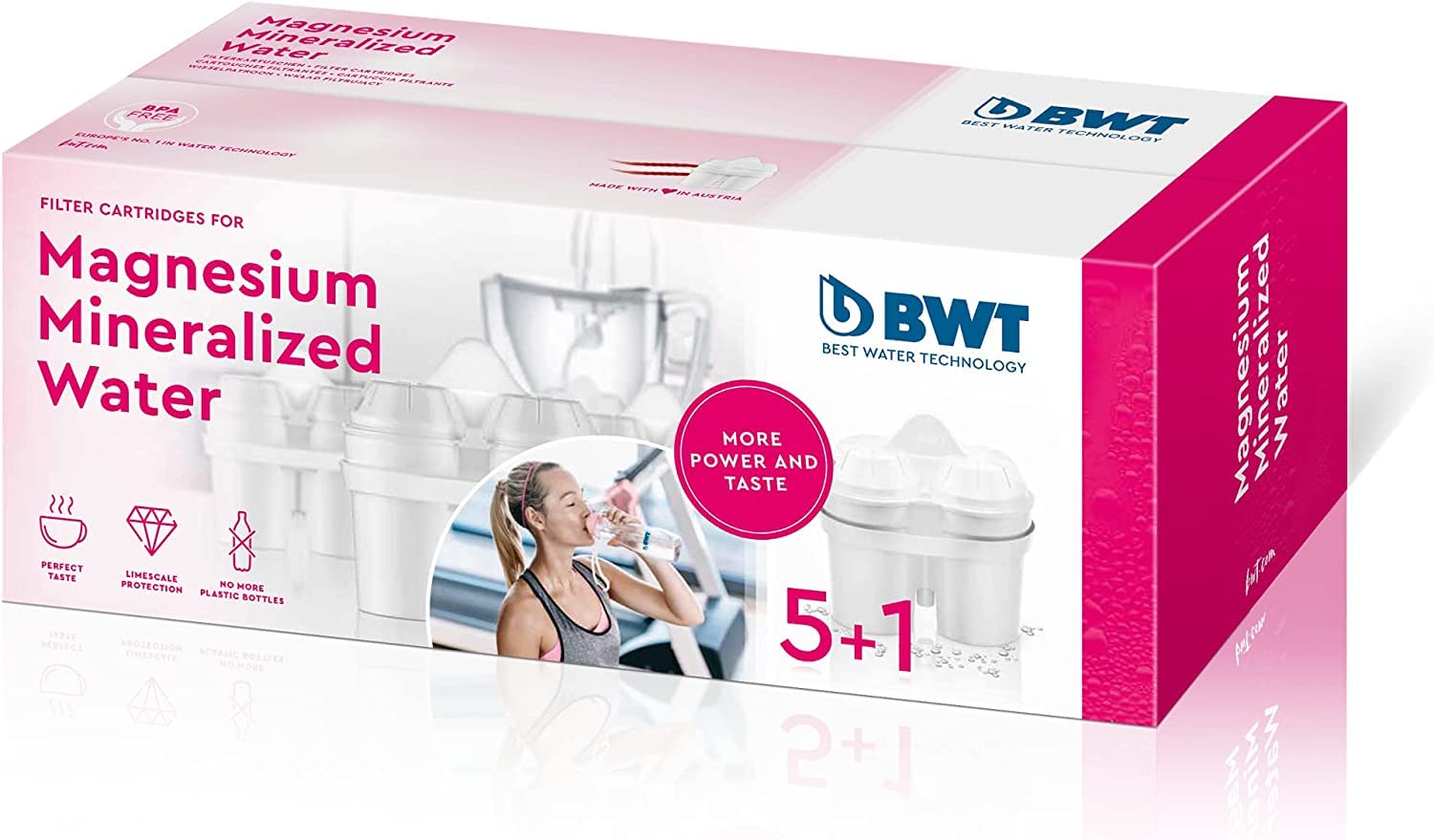 BWT Magnesium Mineralized Water Filter Cartridges 120L Pack of 6 — transforms tap water into magnesium mineralized water for better tasting coffee tea and drinking water, 6 cartridges each 120L capacity