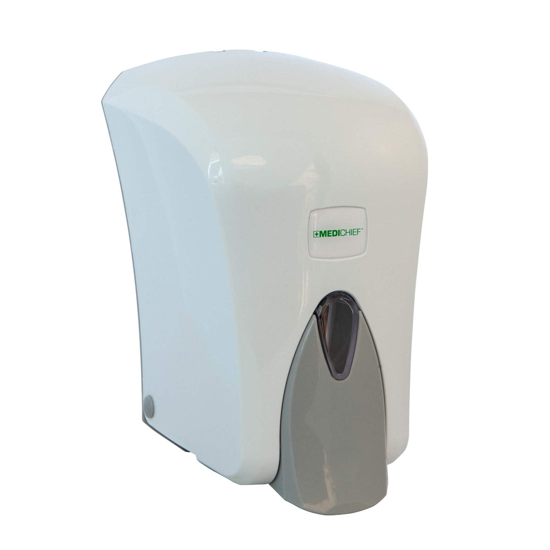 Medichief MDM1000W 1L wall mounted soap dispenser manual push button white tamper-proof key-locked QuickView