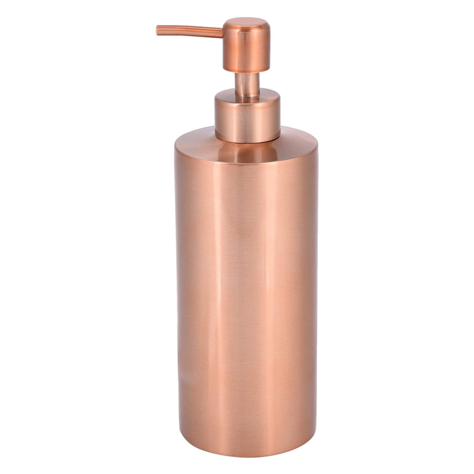 Rose Gold Soap Dispenser in 304 stainless steel 550ml shown on a kitchen countertop displaying the precision pump, rose gold finish and sleek modern design