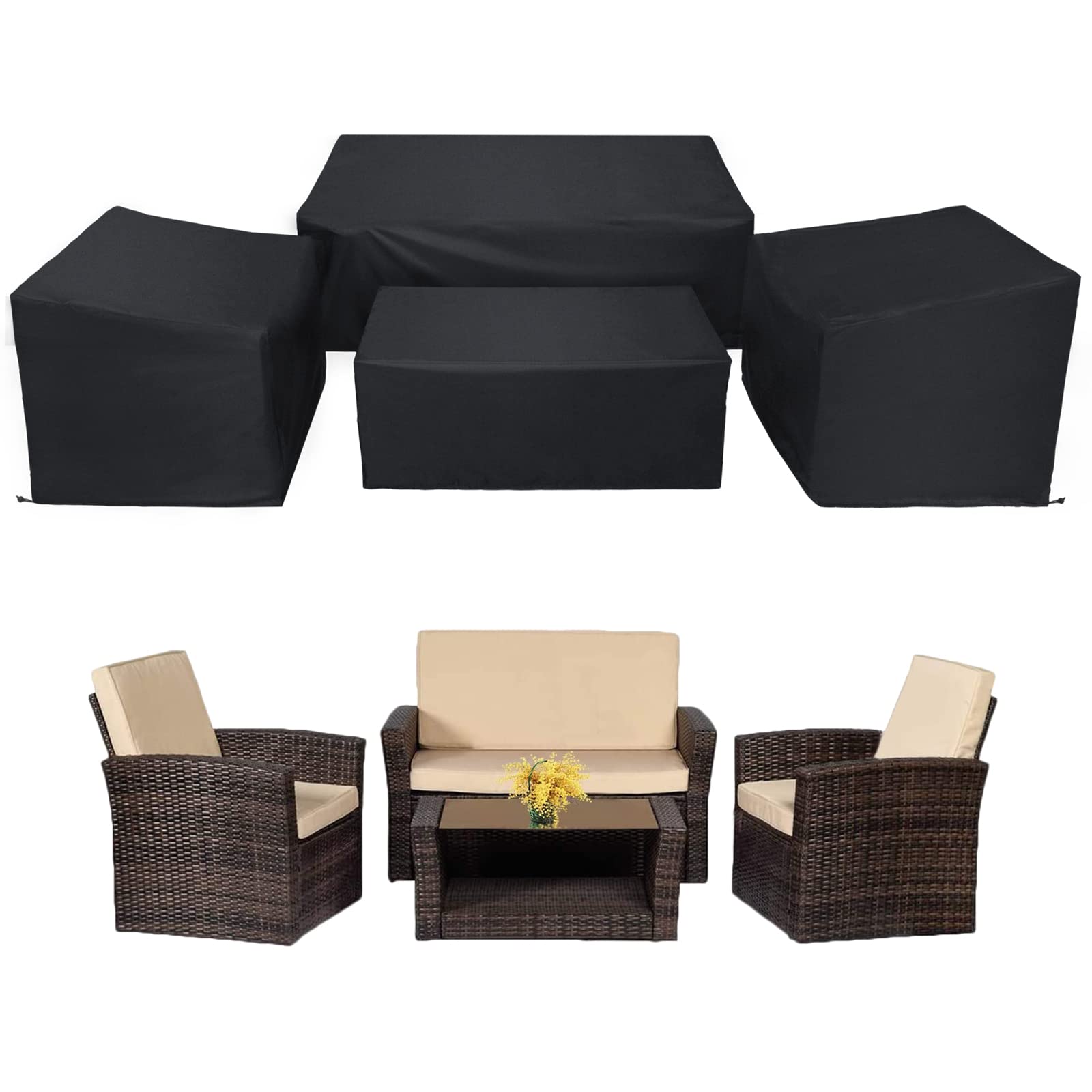 WISCLASS Patio Furniture Covers Review – 4-Piece 420D Heavy-Duty Waterproof Garden Set